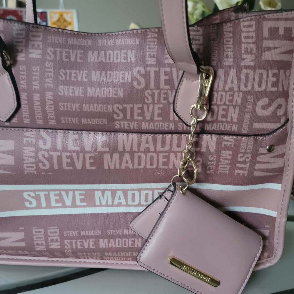 Steve Madden Mauve Logo Tote with Pouch